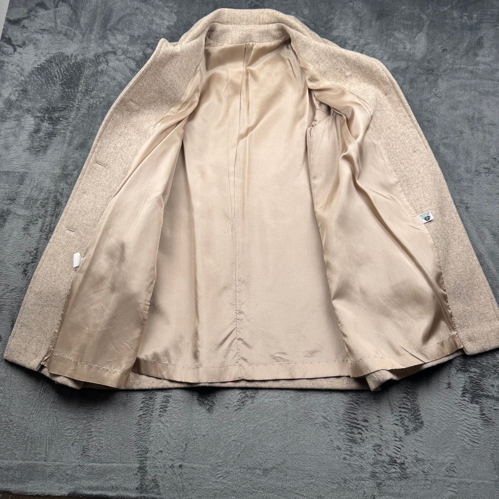 Vintage Wool Blend Car Coat Oatmeal Beige Button Front Jacket Size 14